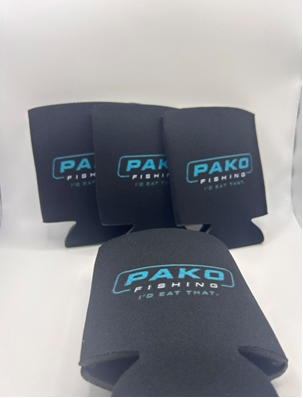 PAKO Fishing stubbie cooler holding a bottle